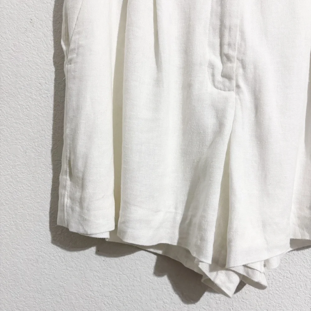 Abercrombie & Fitch Curve Love Sloane Tailored Linen-Blend High Rise Short White
